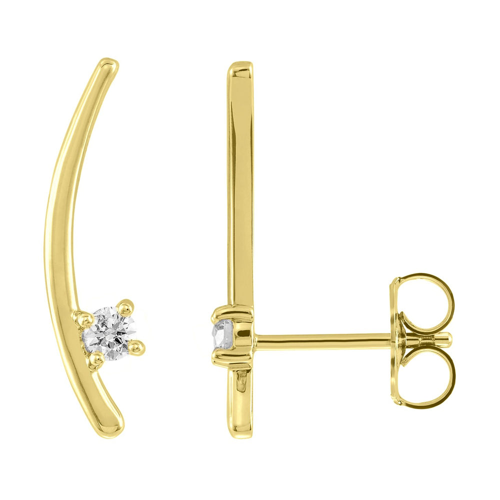 14k yellow gold diamond ear climber earrings