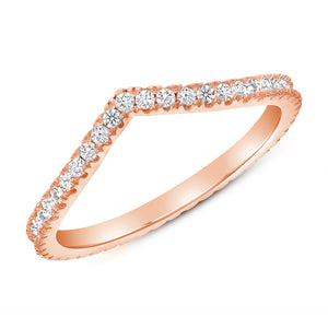 Curved Diamond Ring Band In Rose Gold