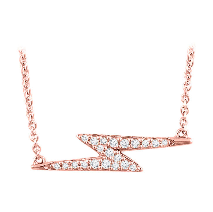 14k white gold lightning bolt diamond necklace