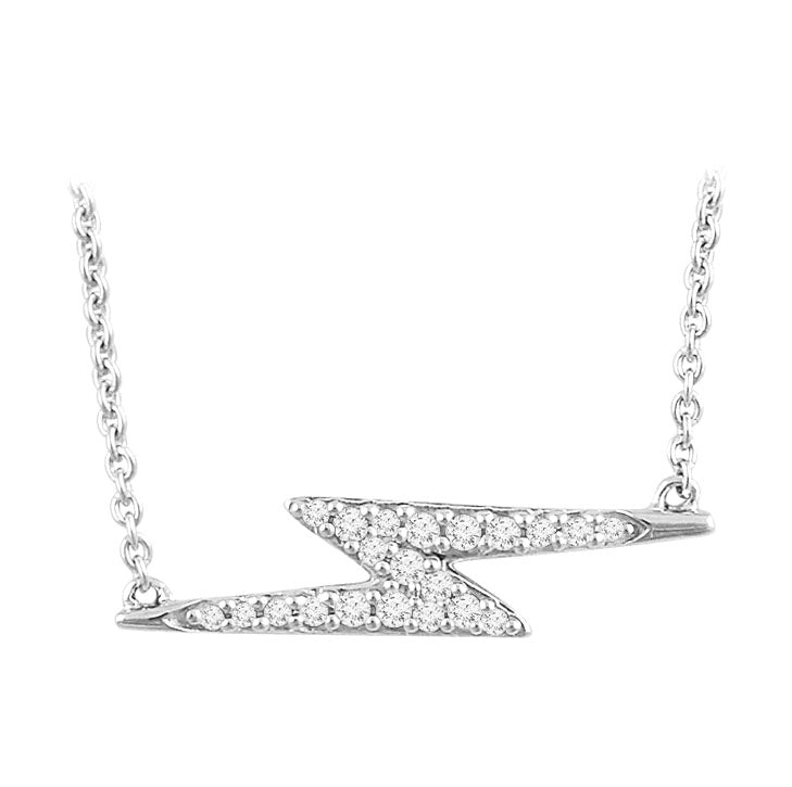 14k white gold lightning bolt diamond necklace