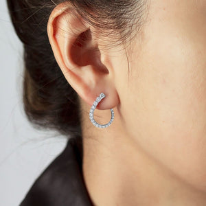 White Gold Diamond Hoop earrings on woman 