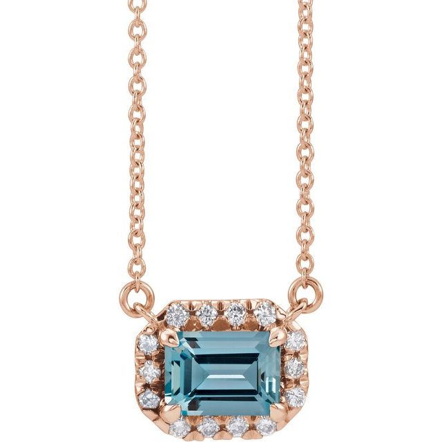 Birth Stone Emerald Cut With Diamond Halo Necklace