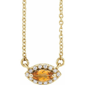 Birth Stone Marquise Diamond Necklace