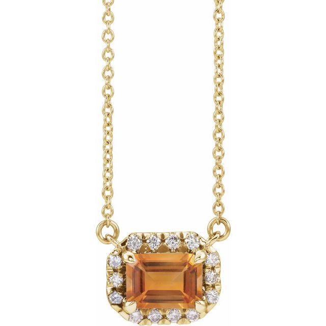 Birth Stone Emerald Cut With Diamond Halo Necklace