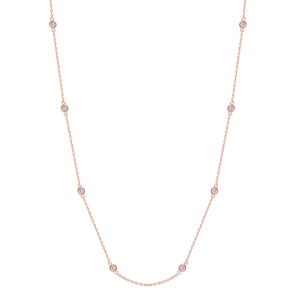 Bezel Train Diamond Necklace Rose Gold
