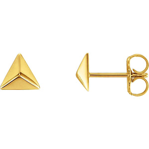 Yellow Gold Triangle Pyramid Earrings