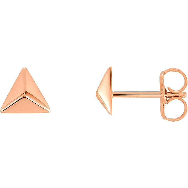 Rose Gold Triangle Pyramid Earrings