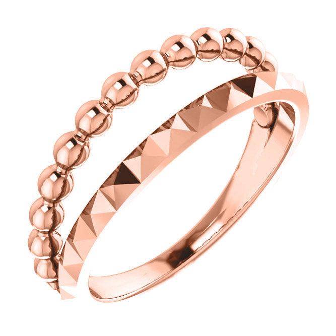 Rose Gold Beaded Geometric Ring