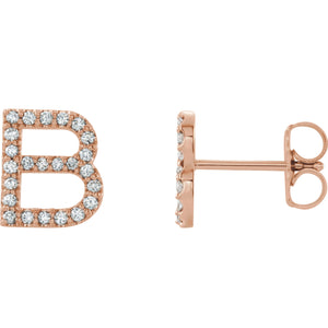 Rose Gold Letter B Earrings