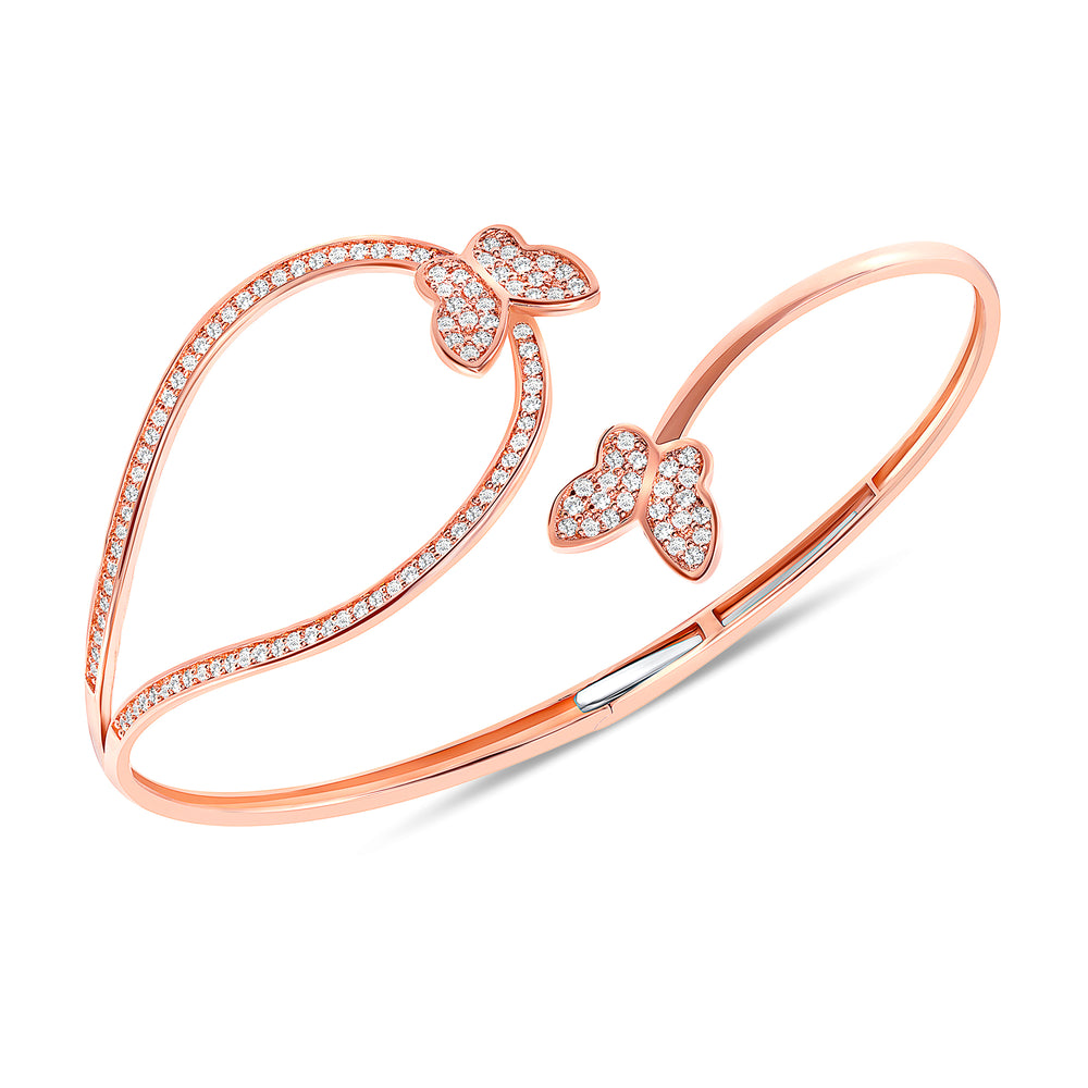 rose gold butterfly diamond twist bangle 