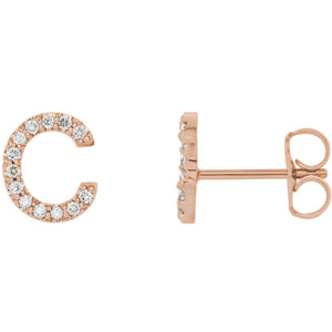 Rose Gold Letter C Earrings