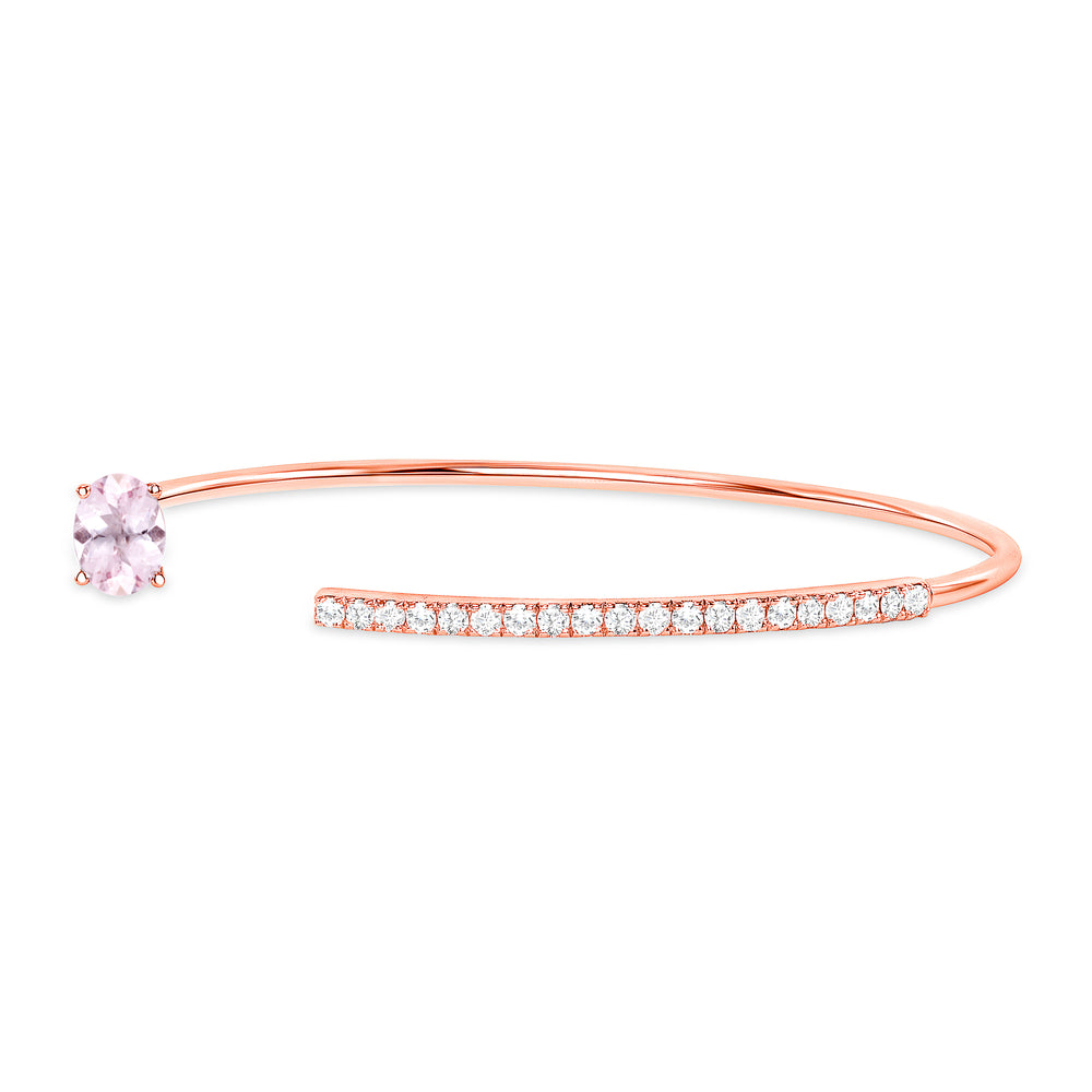 rose gold pink sapphire and diamond cuff bangle