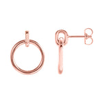 14k white gold circle dangle earrings