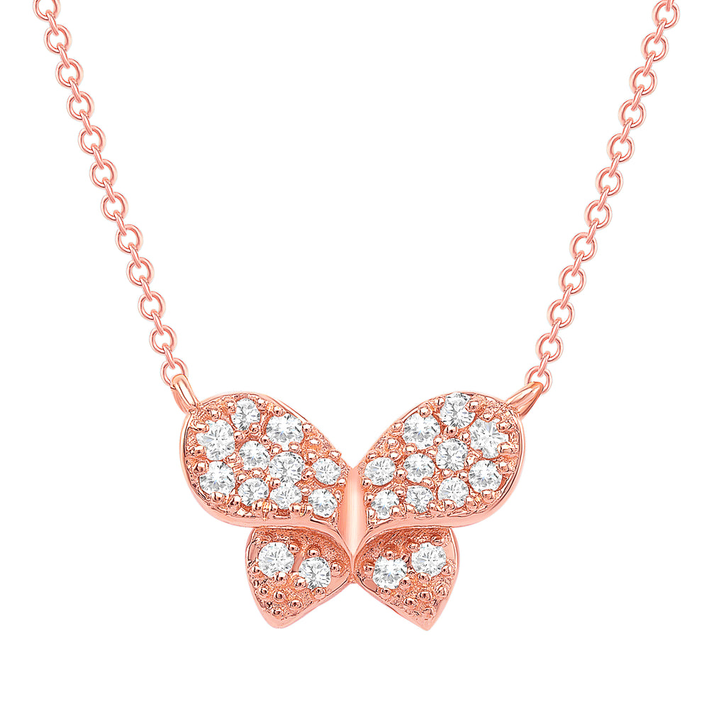 rose gold diamond bow necklace