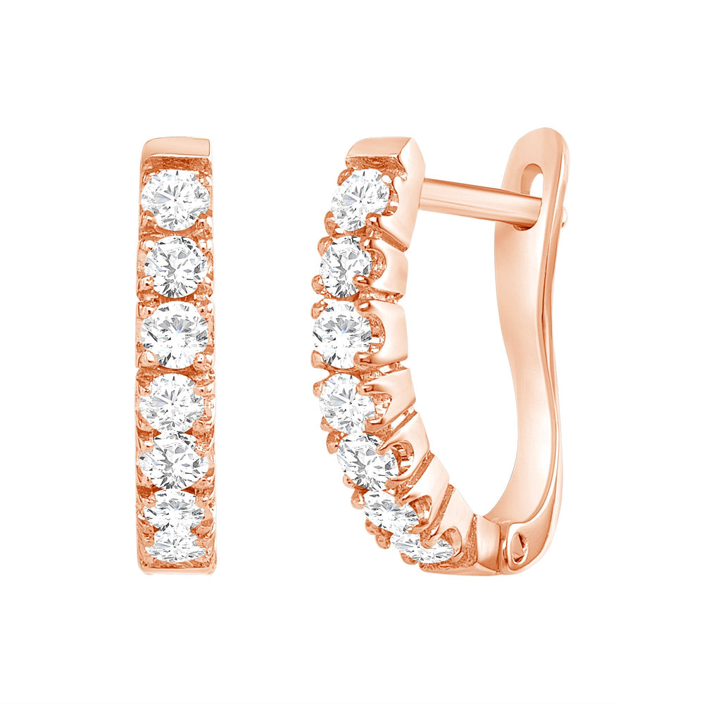 rose gold diamond huggie hoop earrings