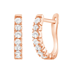 rose gold diamond huggie hoop earrings