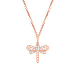 yellow gold diamond dragonfly pendant necklace