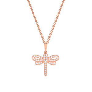 rose gold diamond dragonfly pendant necklace