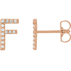 Rose Gold Letter F Earrings