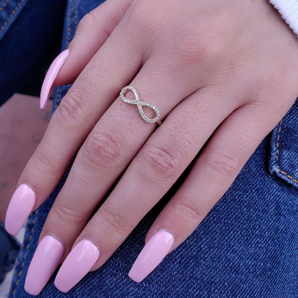 14k yellow gold infinity diamond ring 