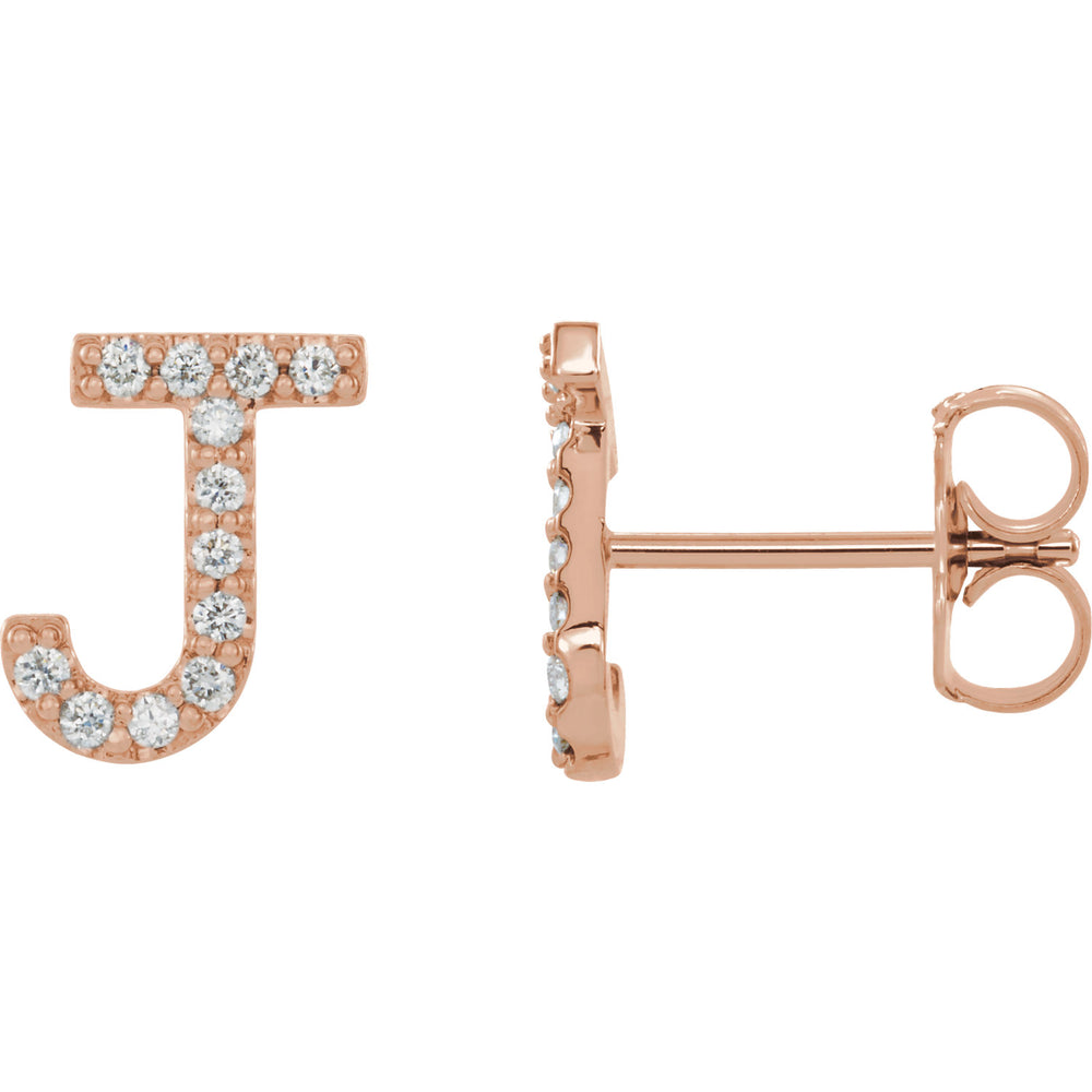 Rose Gold Letter J Earrings