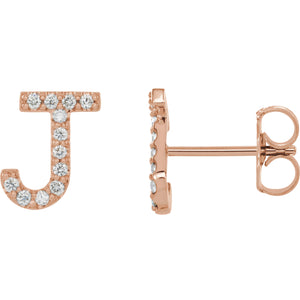 Rose Gold Letter J Earrings