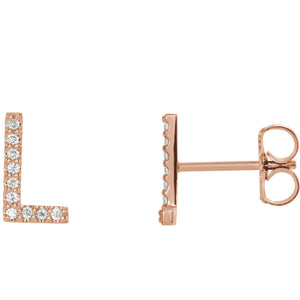 Rose Gold Letter L Earrings