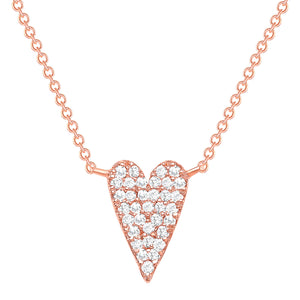 rose gold long diamond heart necklace