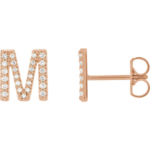 Rose Gold Letter M Earrings