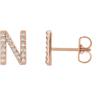Rose Gold Letter N Earrings