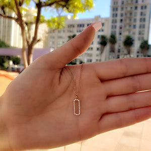 rose gold open bar pendant necklace