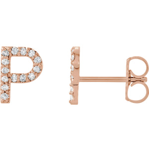Rose Gold Letter P earrings
