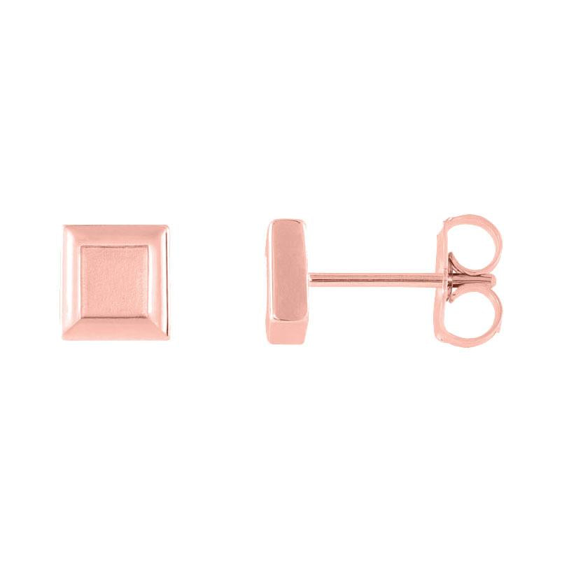 14k white gold petite gold square earrings