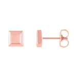 14k white gold petite gold square earrings