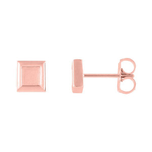 14k rose gold petite gold square earrings