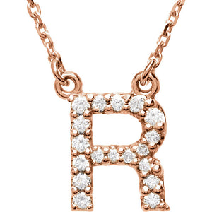 rose gold letter r necklace