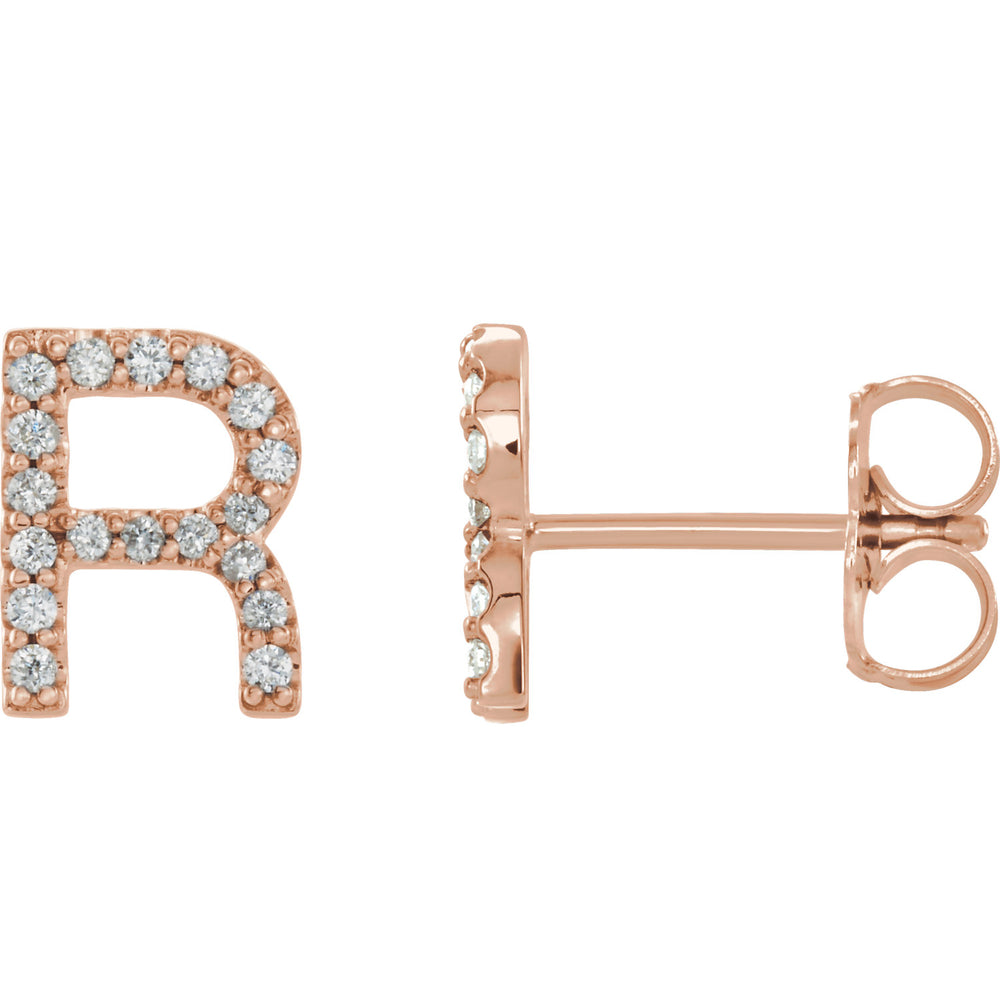 Rose Gold Letter R Earrings