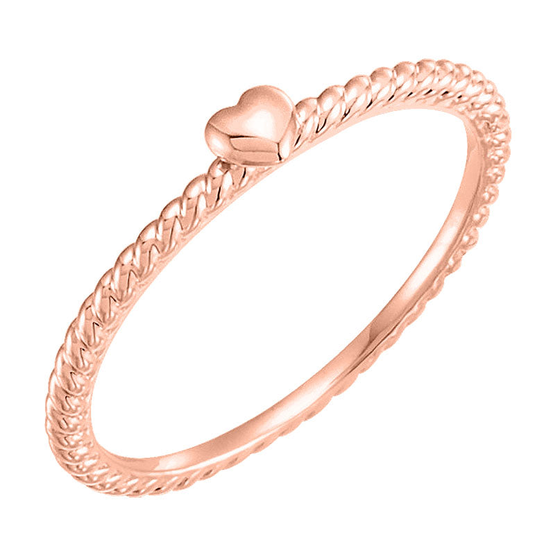 rose gold rope heart ring