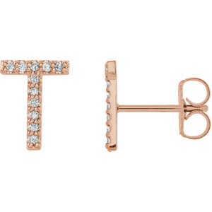 Rose Gold Letter T earrings