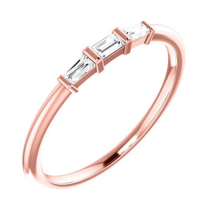 14k rose baguette diamond ring