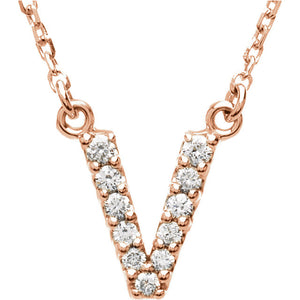 Rose Gold Letter V necklace