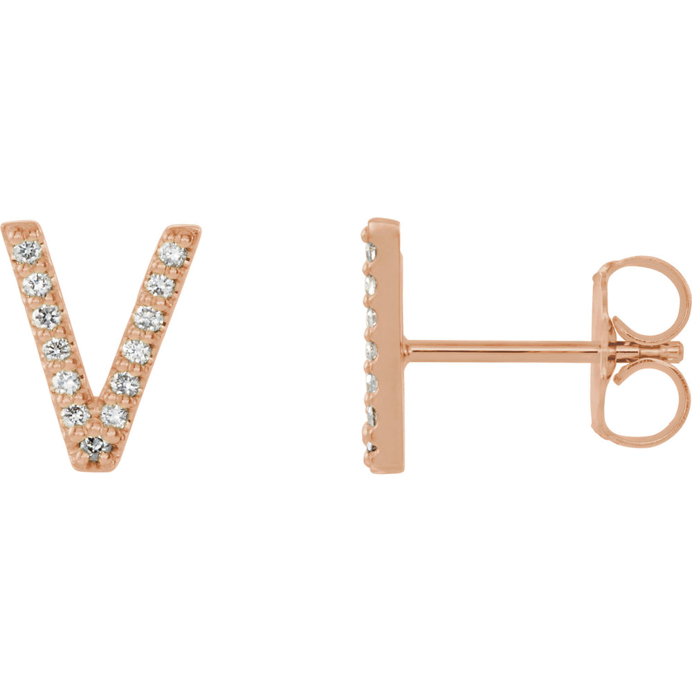 Rose Gold Letter V Earrings