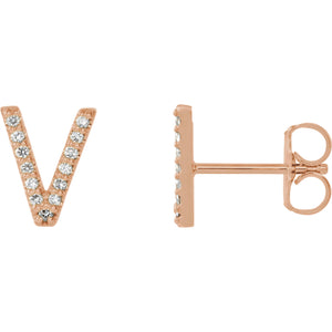 Rose Gold Letter V Earrings