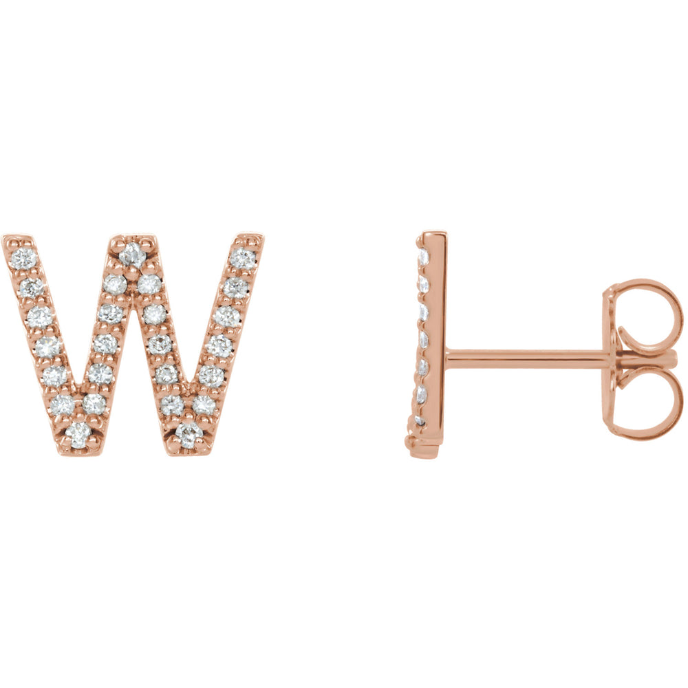 Rose Gold Letter W Earrings