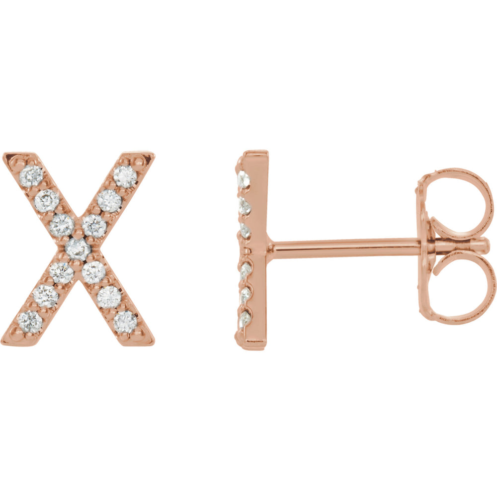 Rose Gold Letter X Earrings