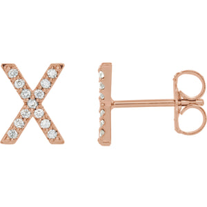 Rose Gold Letter X Earrings