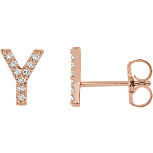 Rose Gold Letter Y Earrings