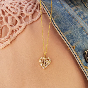 Shattered Heart Baguette Diamond Necklace
