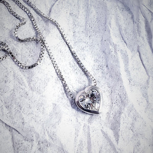 heart bezel diamond necklace white gold 