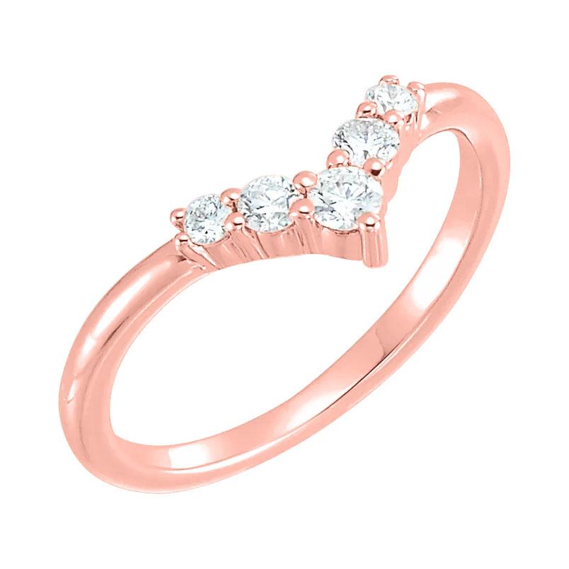 14k rose gold diamond v shape ring